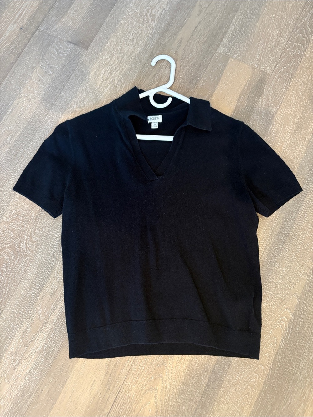 J. Crew Black Short-Sleeve V-Neck Polo Top